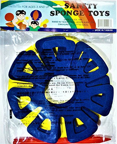 Safety Sponge Toy Throw Rings [2 Yellow + 2 Blue] with Red Plastic Stake Set