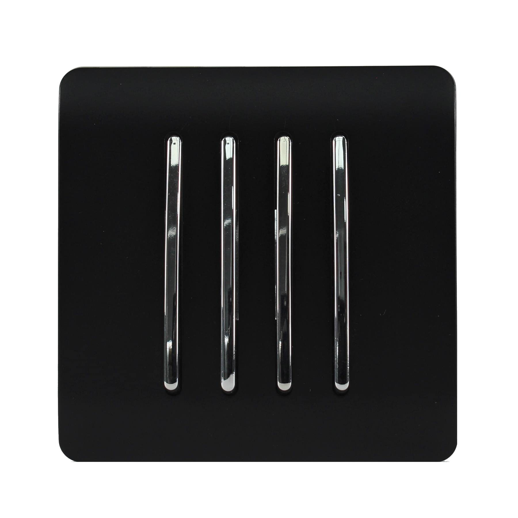 Trendi 4 Gang 1 Way 10 Amp Rocker Light Switch Matt Black