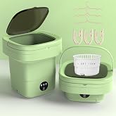 JUJOJB Portable Washing Machine, Folding 20L Mini Washer and Spin-Dryer | 3 modes with deep cleaning. Compact for apartments, dorms, home, RV, and travel. For small clothes and delicates. Green.