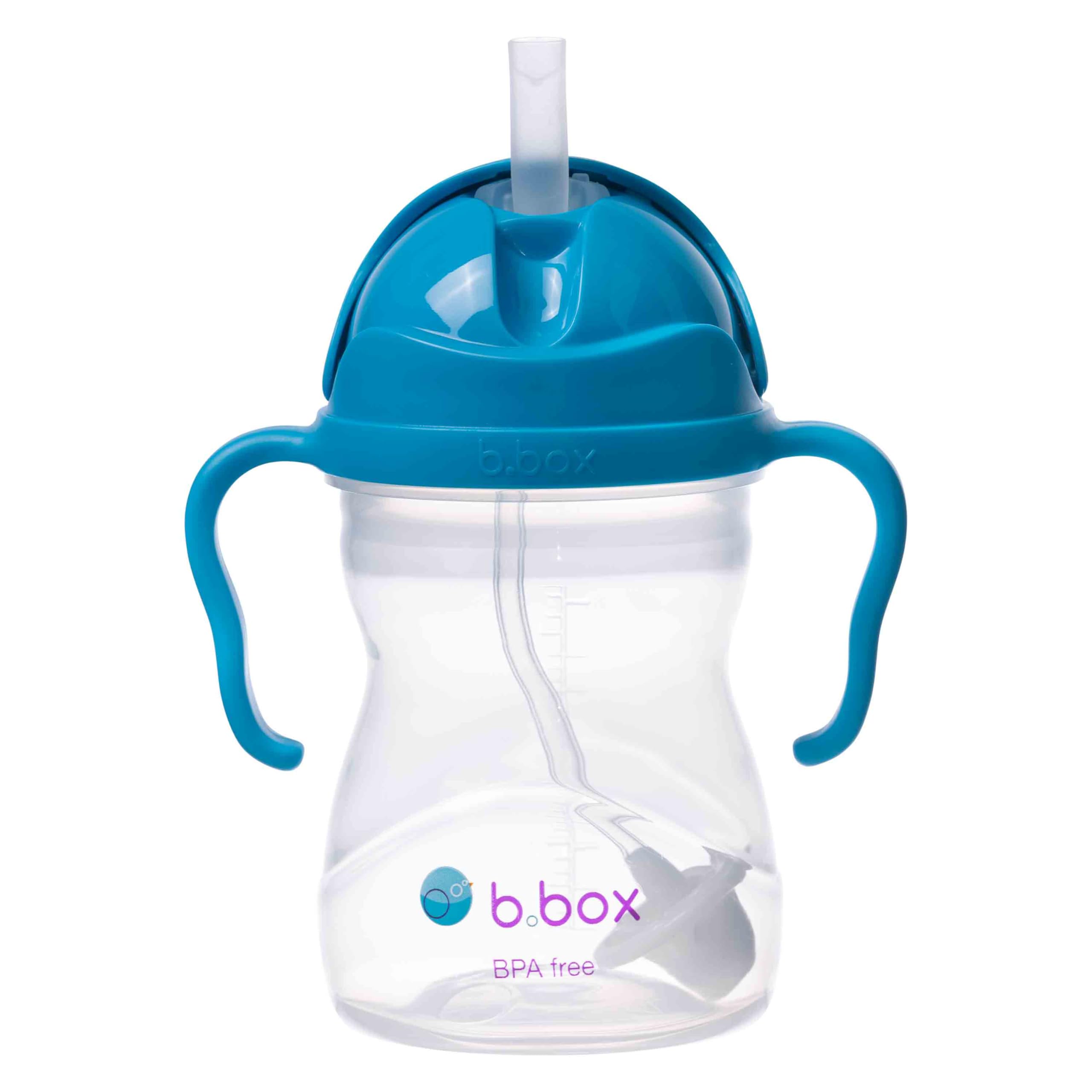 b.box Sippy Cup | Drink from any Angle | Fliptop, Weighted Straw, Leak Proof & Easy Grip | BPA Free, Dishwasher safe | From 6m+ | 240ml/8 oz (Cobalt)
