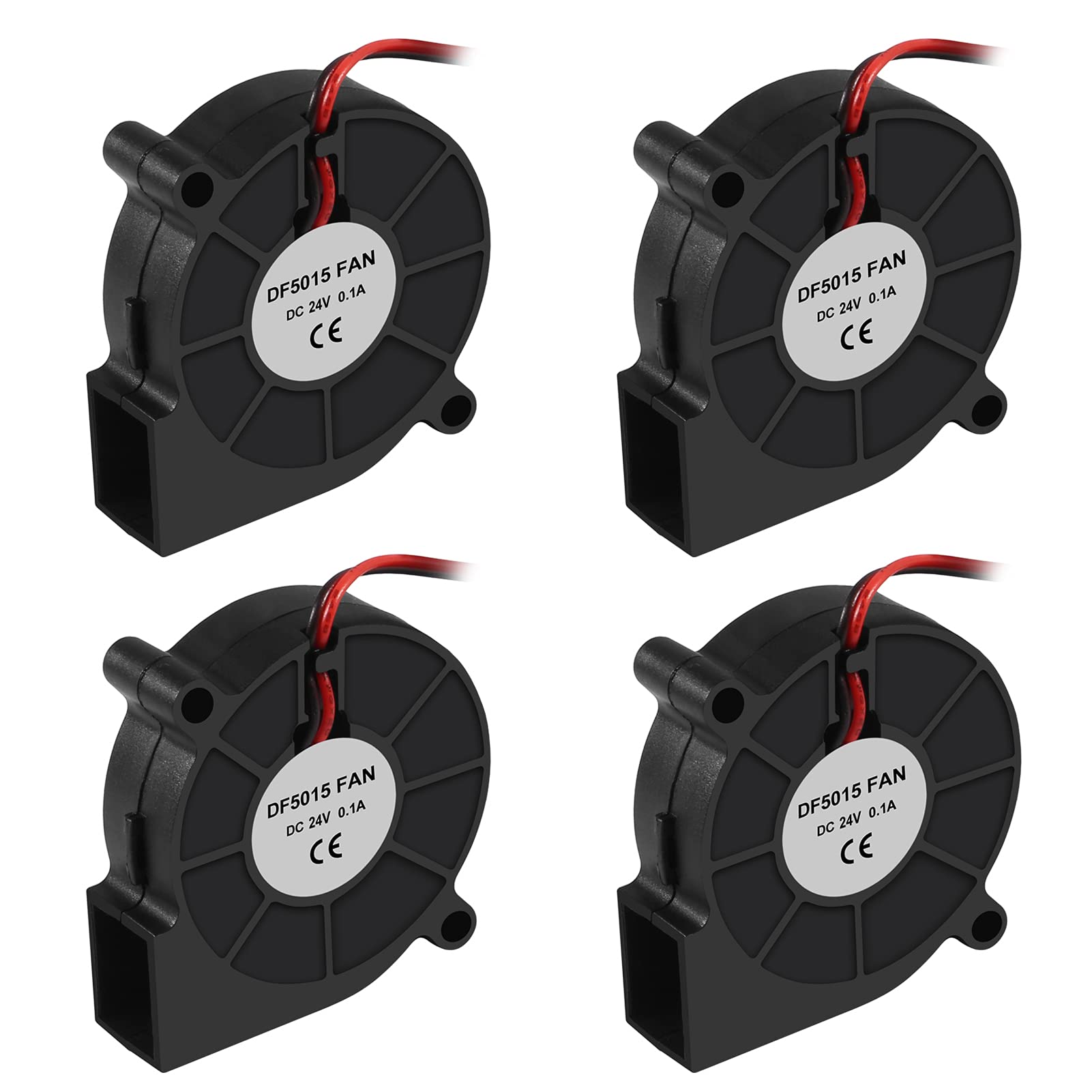 4PCS 3D Printer Blower Fan 5015 DC 24V Brushless Cooling Fan Oil Bearing 50x50x15mm Fan with 2 Pin Terminal for Humidifier Aromatherapy Repair Replacement Hotend Extruder Heatsinks(24V 0.1A)