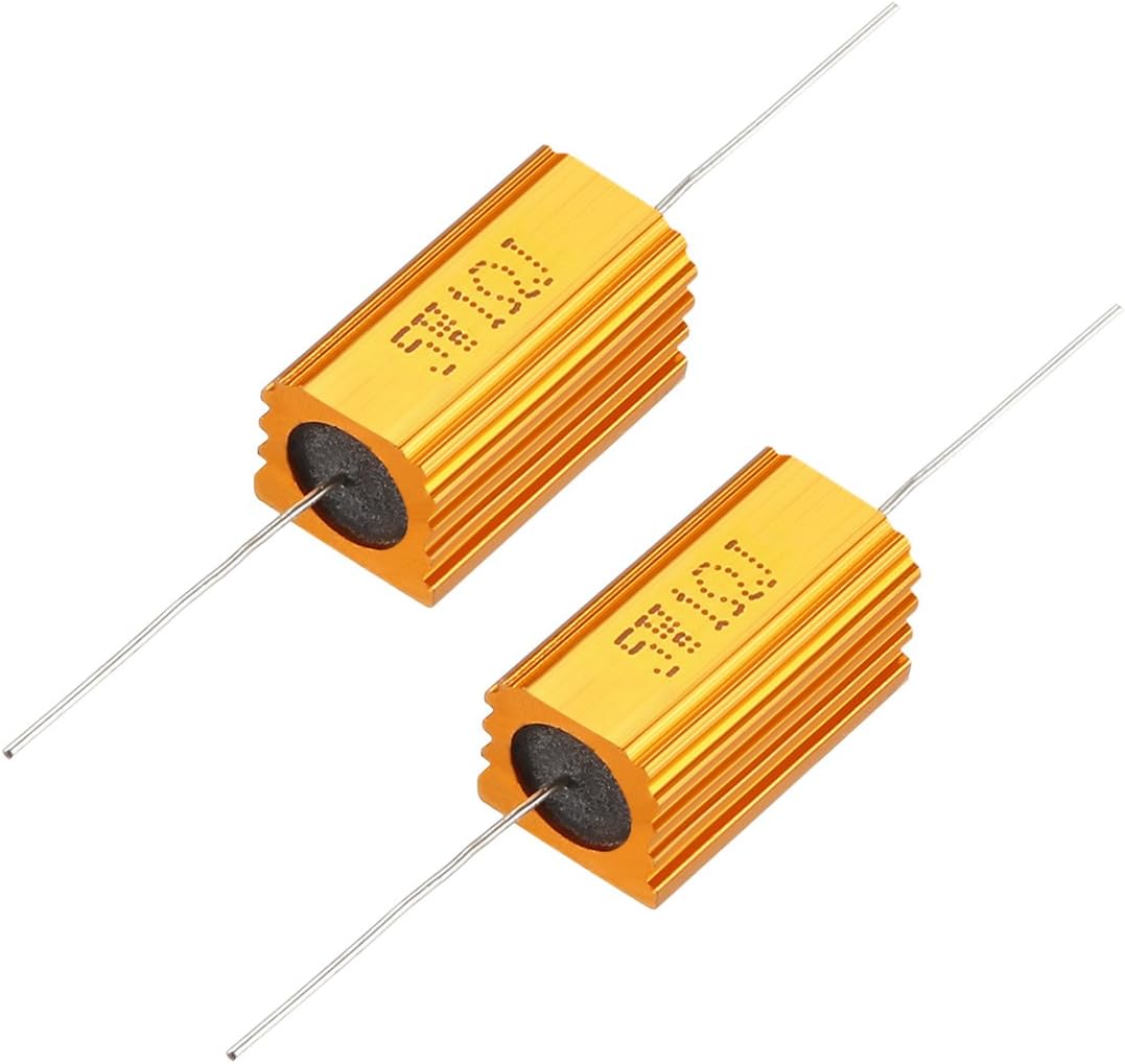 sourcingmap 2 Pcs Aluminum Case Resistor 5W 1 Ohm Wirewound for LED Replacement Converter 5W1RJ