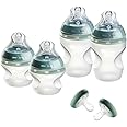 Tommee Tippee Natural Start Silicone BPA Free Baby Bottle & Pacifier Set, Includes 2 x 5oz and 2 x 9oz Bottles and 2 x Pacifiers, Newborn 0+ Months, Slow Flow Breast-Like Teat, Baby Feeding Essentials