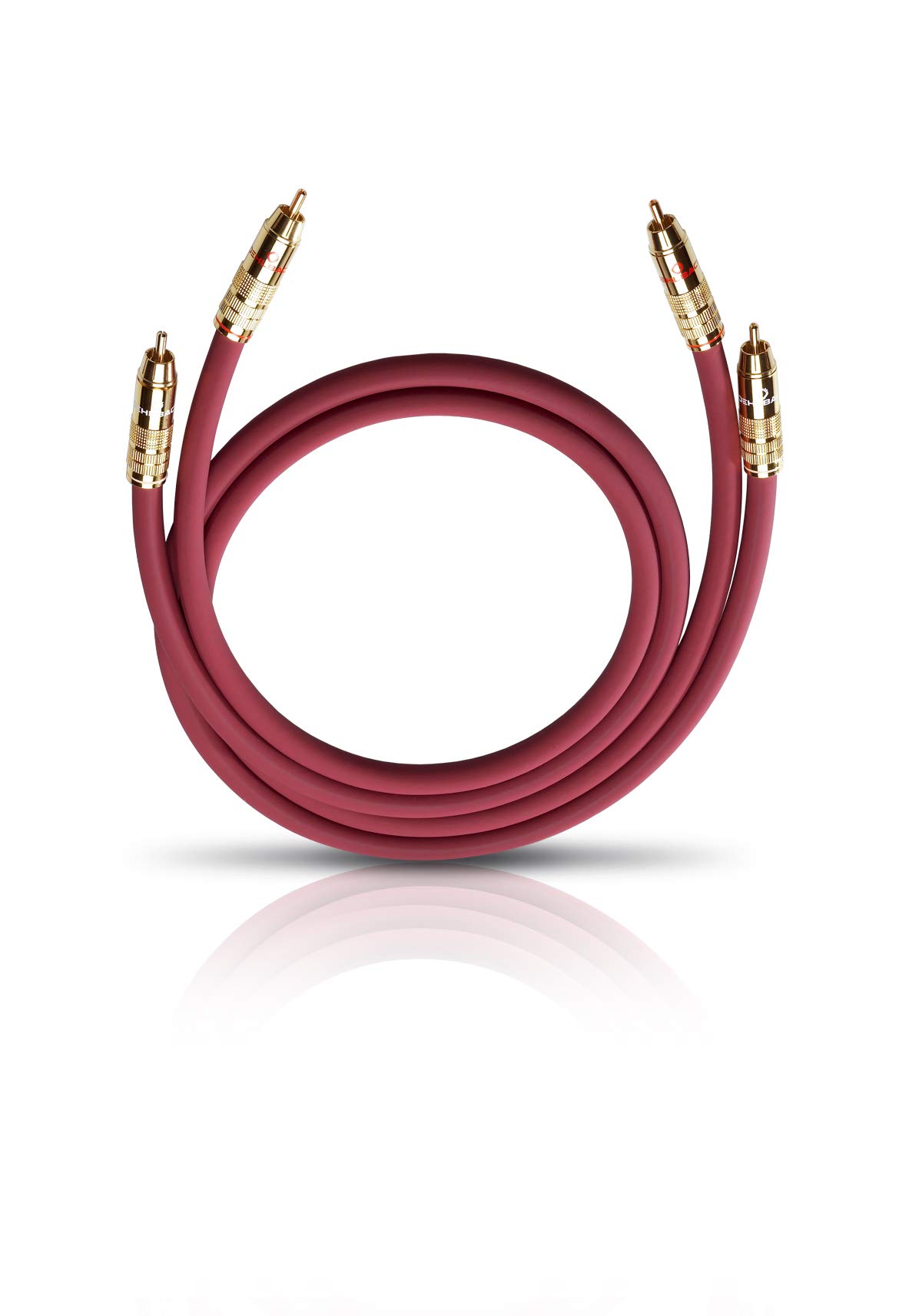 OEHLBACH NF 214 Master 100 - Premium Stereo Audio RCA Cable Set - Multiple Shielding Silver-Plated Copper - 2 x 1 m - Bordeaux