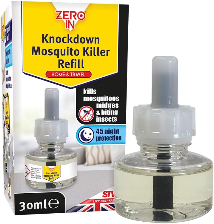 Zero In Knockdown Plug-In Mosquito Killer Refill, Odour-Free, Kills Mosquitoes, Midges, & Biting Insects on Contact