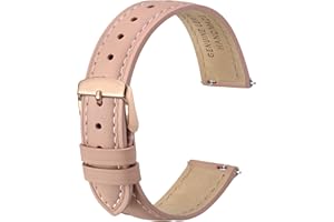 ANBEER Flat Thin Elegant Genuine Leather Watch Strap,Quick Release Replacement Watch Band for Women,Multiple Sizing Choices