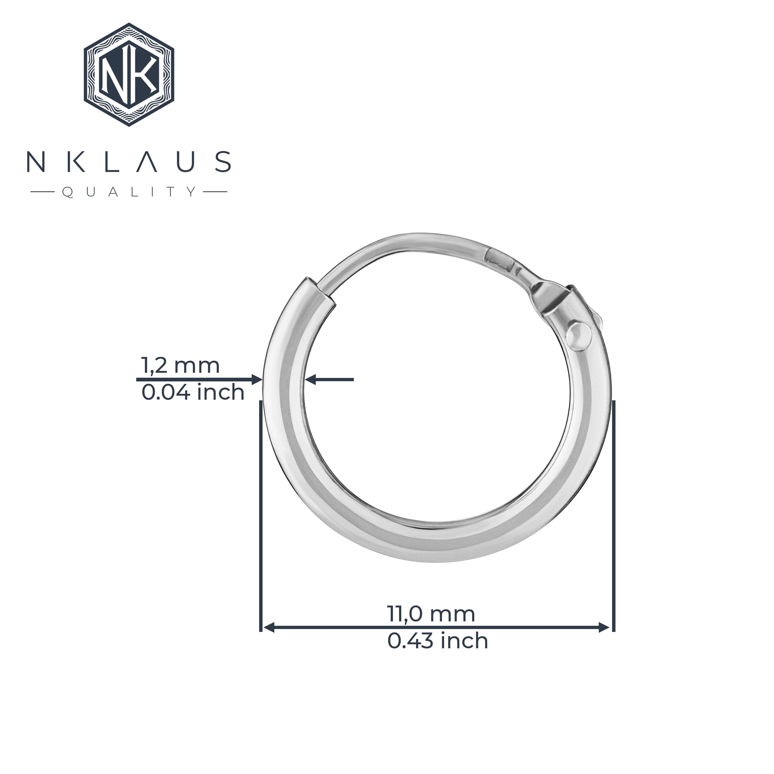 NKlaus single gold white gold creole earring earrings round gold earrings 11mm 2571
