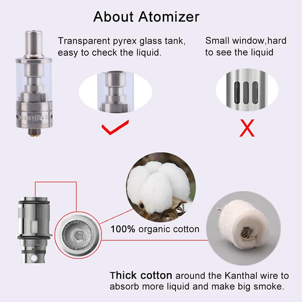 kamry k1000 Plus atomizer 2ml empty tank for Wood Color e-cig Pipe,No Nicotine, No liquid (Atomizer) empty - Image 4