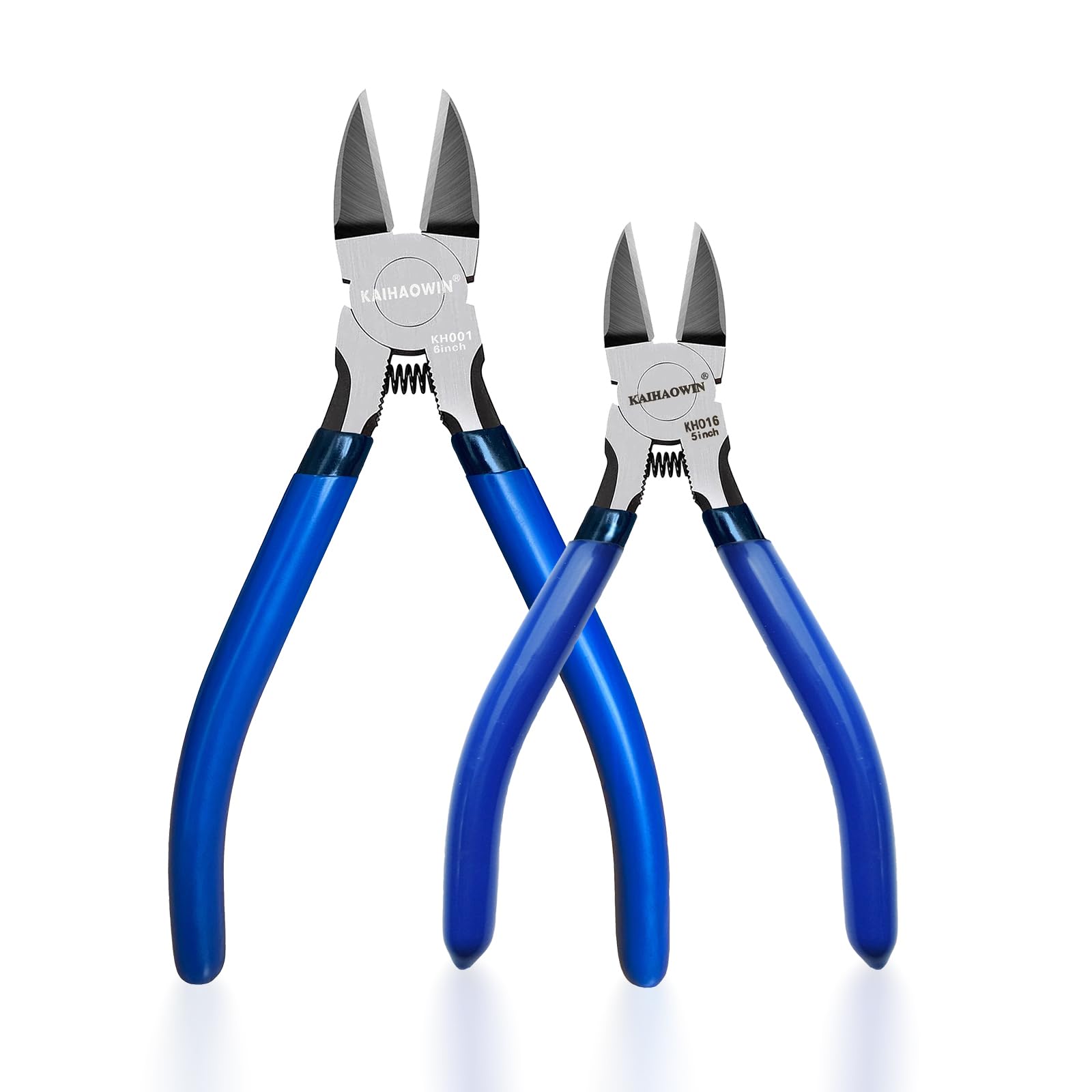 KAIHAOWIN Wire Cutters 5-Inch and 6-Inch Set Flush Cutters Ultra Sharp Spring Loaded Wire Snips Clippers Cutting Pliers for Crafting Jewelry Making-2 PCS