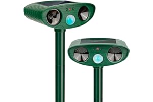 LRENQLLY 2 Pack 2024 Solar Ultrasonic in Repellent Defender Rat, Squirrel, Deer, Raccoon, Skunk, Rabbit, Mole, Dog, Cat, Waterproof with Motion Detector