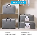 Astoryou 105L Duvet Storage Bags 2 Pack with Zips, Breathable Underbed Grey view 3