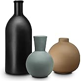 Ceramic Vase Set of 3 Vases Home Decor Rustic Farmhouse Decor Pottery Vases for Bouquet Pampas Grass Dried Fresh Flowers Living Room Kitchen Bedroom Bathroom Entryway Mantel Decor -Multicolor