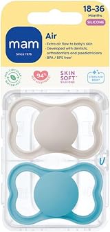 MAM Air Soothers 12 Months Plus 2 Pack with Sterilisable Travel Case Blue Grey view 2