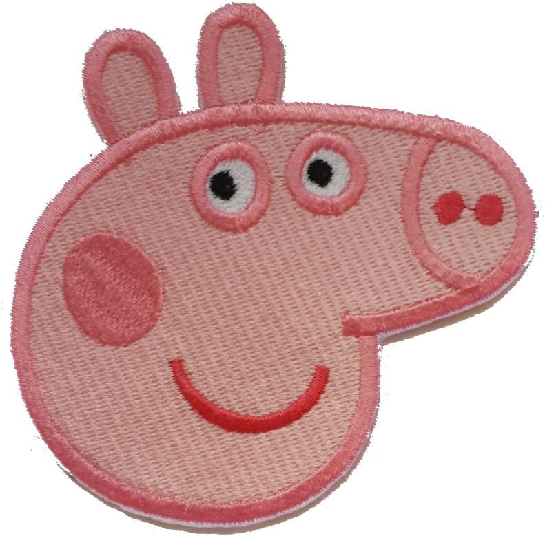 Cute Pink Pig Head Fully Embroidered Iron On Patch Medium (3.5" x 3.5") InspireMe Family Owned