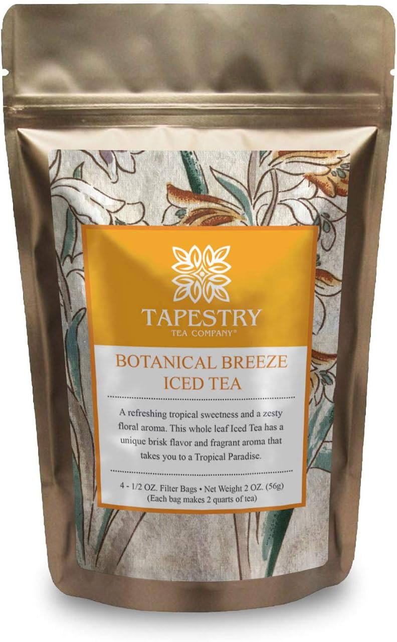 Tapestry Tea Botanical Breeze Passion Fruit Iced Tea Blend - 4 Family Size 2 Quart Iced Tea Bags