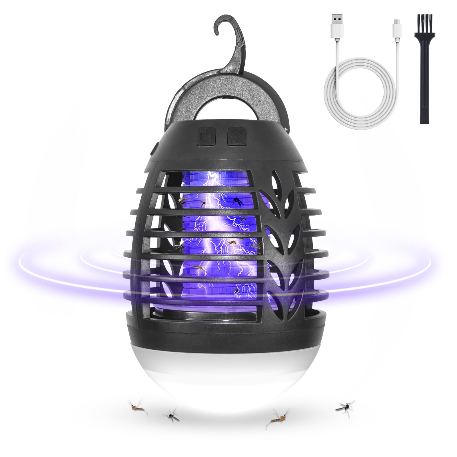 MOSSNADR Insektenvernichter Elektrisch Mückenlampe,UV Fliegenfalle,USB Aufladbar Mückenschutz mit Aufhängehaken,IPX6 Wasserdicht Mückenfalle Insektenfänger,Mückenlampe Camping für Garten Innen Außen