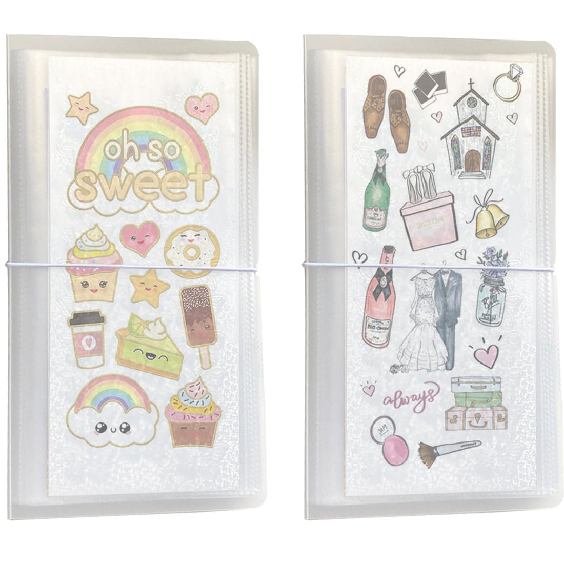 Photo 1 of 2 Pcs Sticker Storage Book, BetterJonny Large Clear Storage Book for Planner Scrapbook Stickers Organizer Binder 50 Page 4.8 x 9.7 Inch
