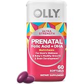 OLLY Ultra Strength Prenatal Multivitamin Softgels, Omega-3s - 60 Count | Women's Wellness Support, Folic Acid, DHA, Vitamin C &amp; E, Gluten Free, Sugar Free, No Synthetic Colors, No Synthetic Flavors