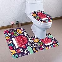Christmas Toilet Seat Cover Set Pussan Christmas Bathroom Rugs Bath Mat Set Non-Slip Santa Toilet Tank & Lid Cover Christmas Bathroom Decoration for Kids Snowman Elk Christmas Novelty Gifts CSD-2