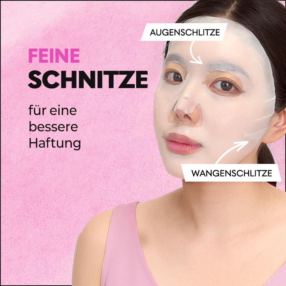 [12 Stück] BEAULIVERY Koreanische Gesichtsmaske mit Hyaluronsäure Tuchmaske, Korea Tuchmasken set 6
