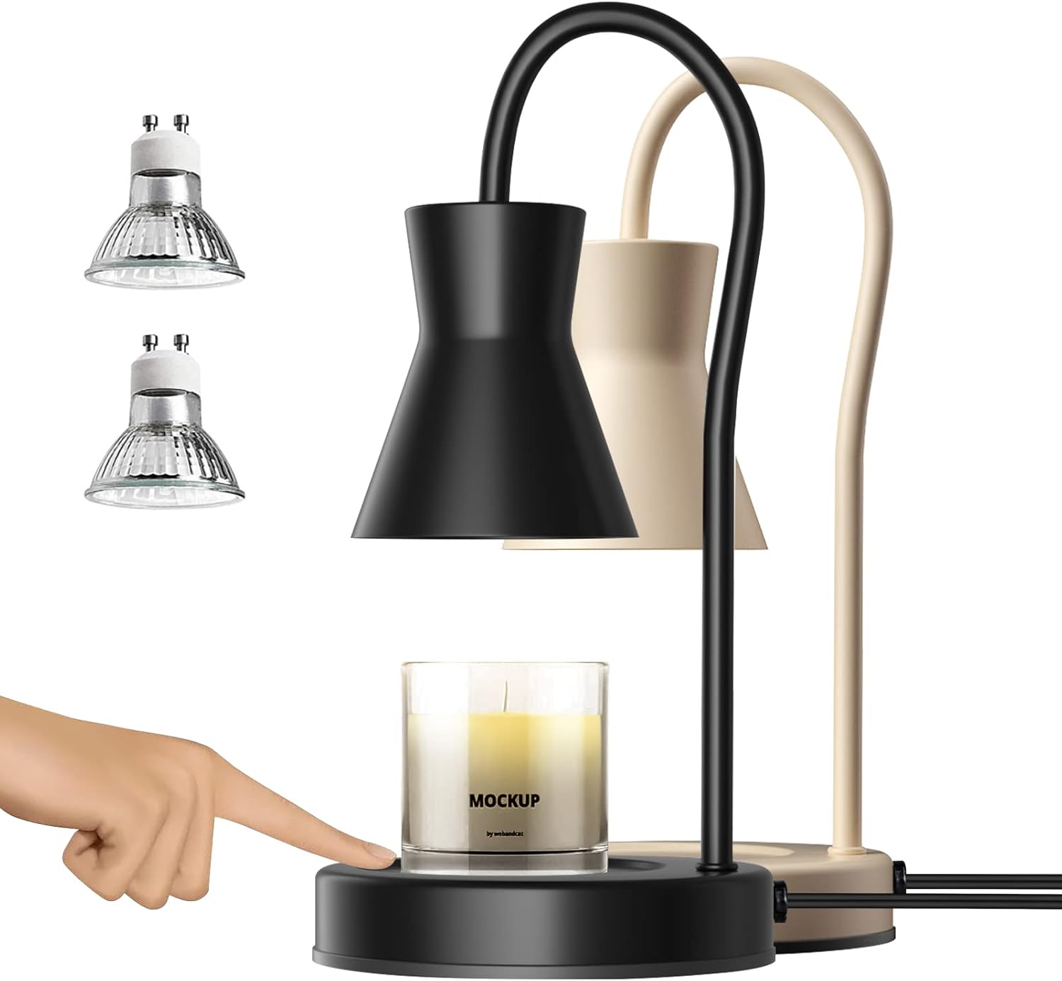 Candles & Holders - LALISU Candle Warmer Lamp with 2 Bulbs Compatible with Jar Vintage Electric Touch Control Dimmable Candle Melter Top Melting for Scented Wax (Touch-Black)
