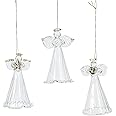 Spun Glass Angel Ornaments with Star/Heart/Praying Hands (Set of 12) Christmas Religious Decor