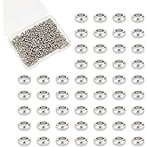 UNICRAFTALE 300Pcs Rondelle Beads Stainless Steel Spacer Beads 4mm Flat Round Beads 2mm Hole Disc Beads Loose Beads Smooth Beads Metal Beads for DIY Bracelet Necklace Jewelry Making
