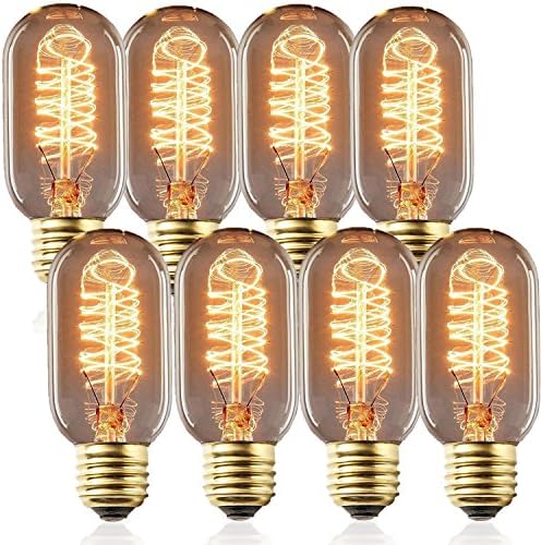 NOCHX T45 Edison Tubular Style Bulb , Vintage Antique Light Bulb ,E27 E26 Base ,110-130V 40W ,Warm white , Tubular Clear Glass, Filament Bulb For Home Light Fixtures Decorative, Dimmable ,8-pack
