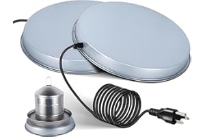 GUEOQTC 2Pack Chicken Water Heater for Winter，110Watt Heated Poultry Waterer Base,with Thermostat and 9.8ft Power Cord, Dia.11in