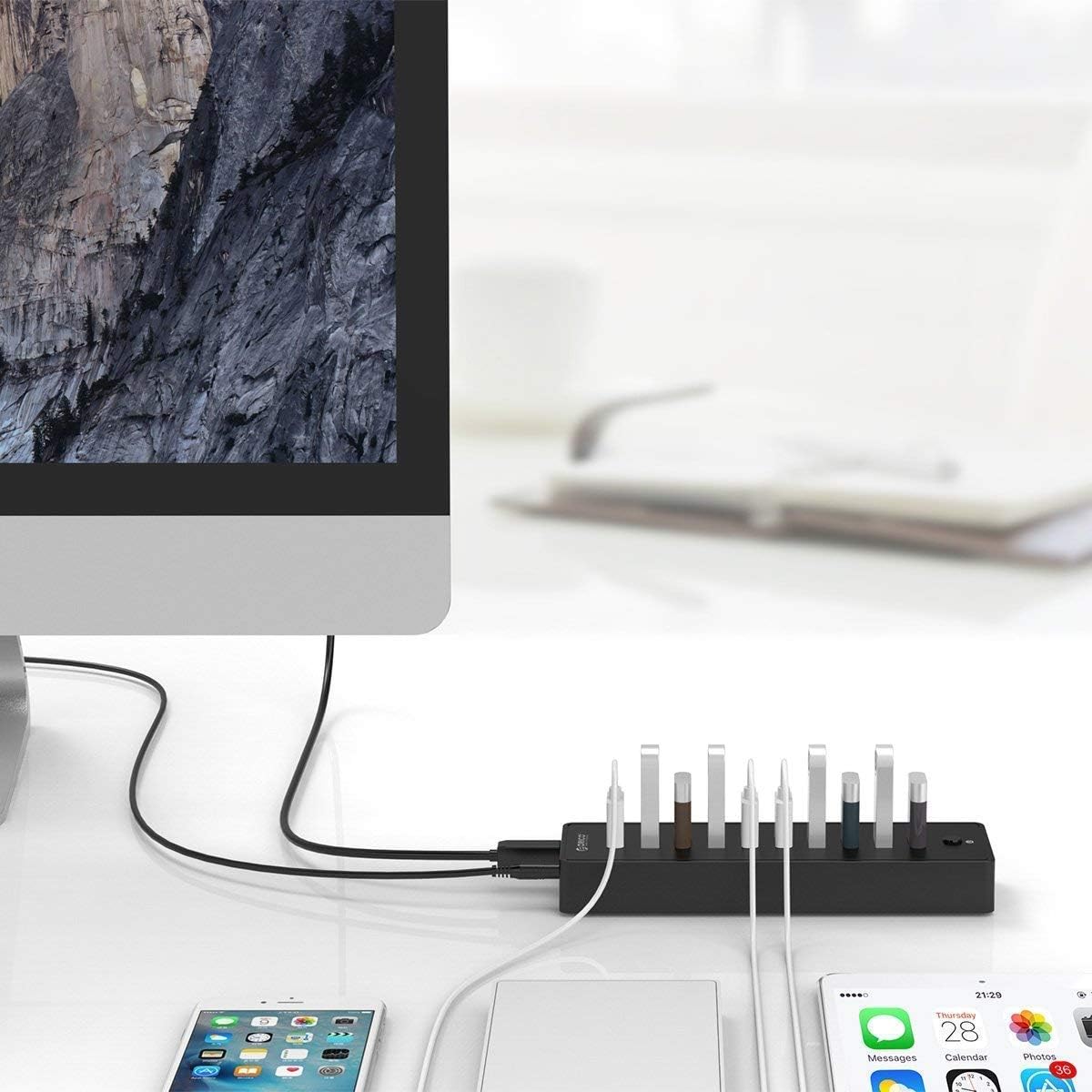 ORICO Powered USB Hub, 10 Ports 36W USB 3.0 Data Hub with 12V/3A Power Adapter for Computer, PC, Laptop, Mobile HDD, Flash Drive and More: Computers & Accessories