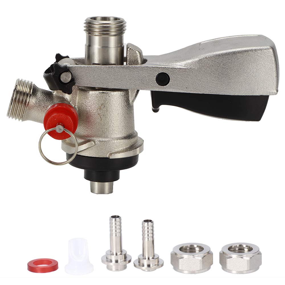 Beer Keg Coupler,G5/8 S Type Draft Beer Keg Coupler Dispenser with Pressure Relief Valve Brass 304 Stainless Steel Draft Beer Equipment Home Brewing System
