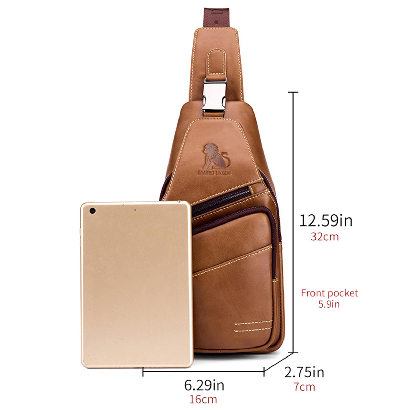 pundarika umhängetasche herren leder tasche herren brusttasche crossbody schultertasche männertasche sling bag-Braun 4
