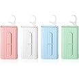 WLLHYF Dental Floss Portable Case Travel Floss Storage Case Toothpicks Dispenser Refillable Dental Floss Container with 10 Picks Automatic Floss Stick Organizer for Oral Care (White+Blue+Green+Pink)