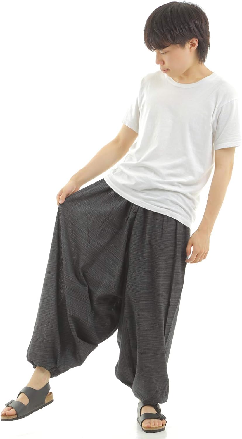 Amazon サルエルパンツ Junny 綿100 らくらく タイパンツ メンズ レディース アジアン エスニック アラジン パンツ ワイドパンツ ワイン ロングパンツ 通販