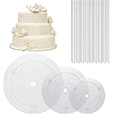 3 Tiered Cakes Separator Plates & 9 PCS Cake Stacking Dowels for 6/ 8/ 10 inch Cakes