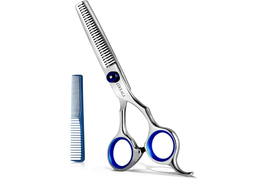 COOLALA Stainless Steel Hair Cutting Scissors Thinning Shears 6.5 Inch Professional Salon Barber Haircut Scissors Family Use for Man Woman Adults Kids