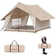 KingCamp Canvas Cabin Tent with Large Windows, Waterproof & Breathable 4 Season Tents, Easy Setup Glamping Tent with Carry Bag, for Camping, Picnic