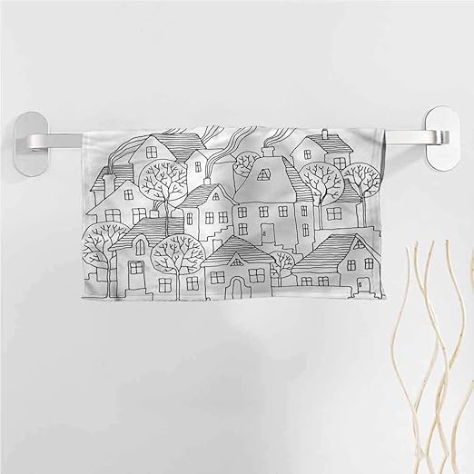 Amazon Com Alisoso Bath Towels Sketchy Cartoon House Village Towel Baby Bath Towel Pattern Towel 10x10 Inch Home Kitchen