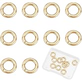 UNICRAFTALE 10Pcs 18K Gold Plated Spring Gate Rings Metal Snap Clasps 11.8mm Diameter Round Carabiner Clips Snap Hooks Metal Spring Keyring Buckle Clasps for Bag Purse Key Chains