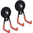 ULIBERMAGNET Heavy Duty Large Garage Magnet Hooks, 2 Pack Strong Storage Utility Magnetic Hooks with Anti-Slip Coating for Indoor & Outdoor Hanging (Orange)