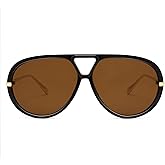 DYSAKER Retro Oversized Aviator Sunglasses for Women & Men, Trendy Round Big Sun Glasses Vintage Shield Shades UV Protection