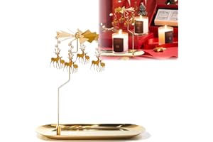 UCINNOVATE Christmas Spinning Candle Holder,Deer Rotating Candlestick Set for Candle Lover, Romantic Wedding, Christmas Party, Fireplace Decor, Home Table Decorations, Holiday Favor Gift(Golden)