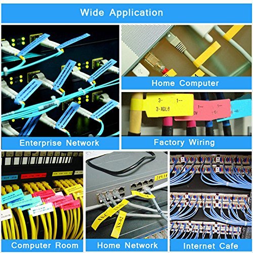YOTINO 20 Sheets Self-adhesive Cable Labels - Waterproof | Tear Resistant - for Laser Printer (600 Labels, 5 assorted colors)