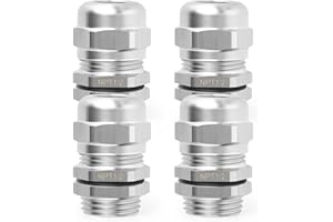 QCQIANG 4PCS NPT 1/2" Nickel-Plated Copper Waterproof Cable Gland, Adjustable 6-12mm Cable Gland Protectors