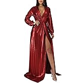 BestGirl Formal Long Sleeve Dress for Women Sequin Bodycon Ruched Sparkly Dresses