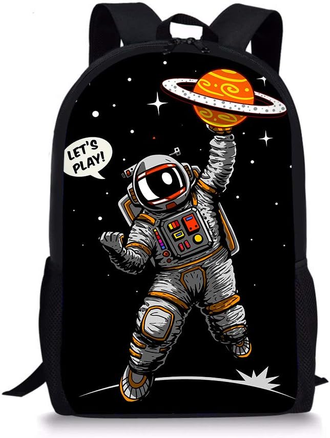 PrelerDIY Planet Astronaut Kids Backpack School Children Book Bag Rucksack Lightweight Daypack for Boys Girls 17 Inch