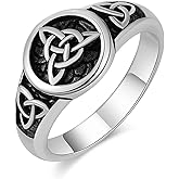 HZMAN Triquetra Trinity Knot Stainless Steel Irish Celtic Knot Ring Jewelry Gift