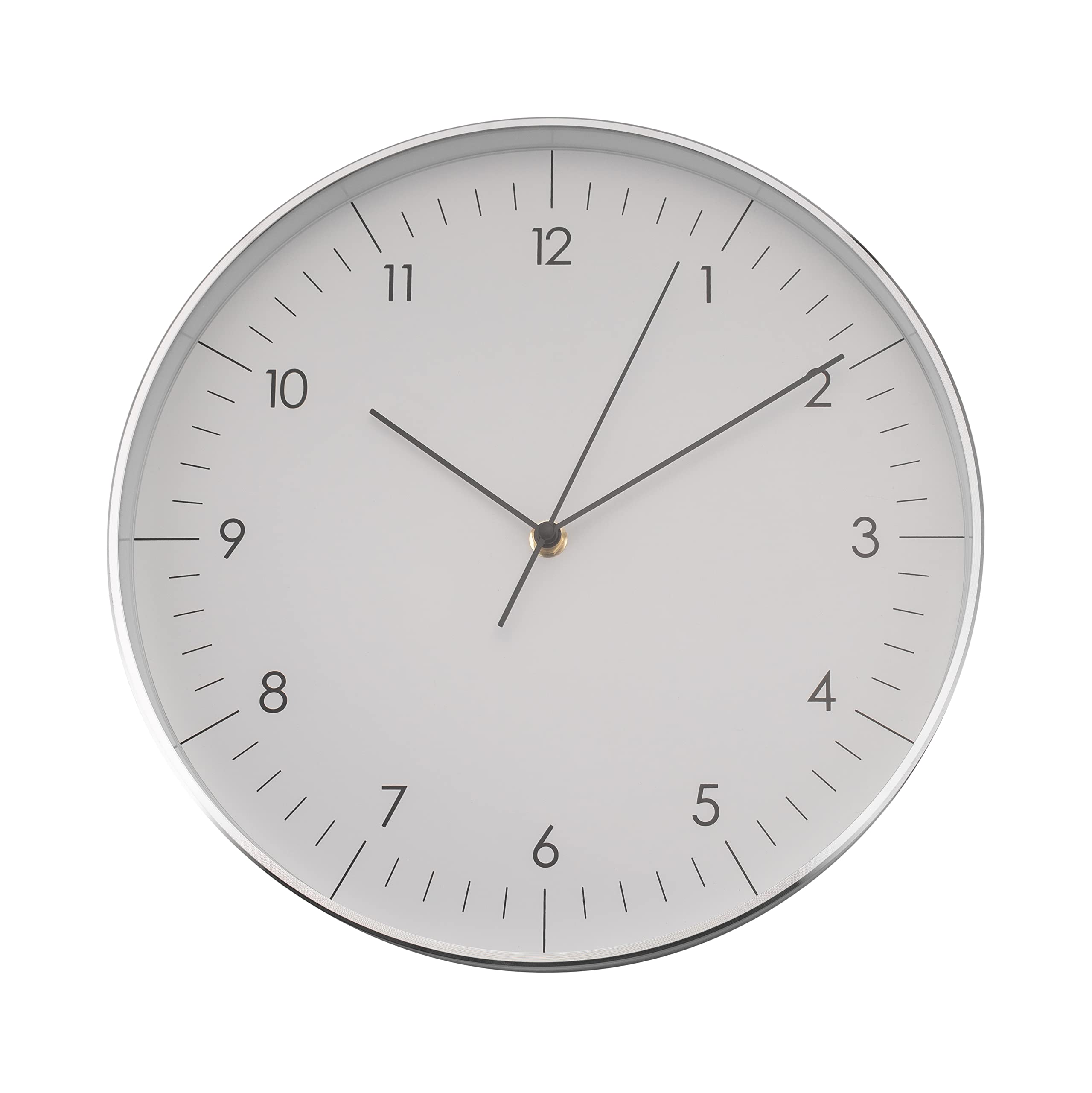 LUUK LIFESTYLE 12 Inch Wall Clock Large Silent Non Ticking, Battery Operated, Mordern design, Gift for new Home, Decoration for Kitchen, Livingroom, School, Office, Bedroom, Hallway, in White & Silver — image 1