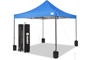 JEAREY Upgraded 10x10 Pop Up Canopy Tent, Heavy Duty Outdoor Canopy with Roller Bag,4 Sand Bags,Royal Blue