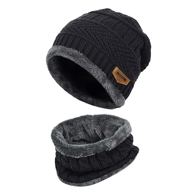 VBIGER 2-Pieces Winter Beanie Scarf Set Warm Hat Thick Knit Skull Cap for Men Women